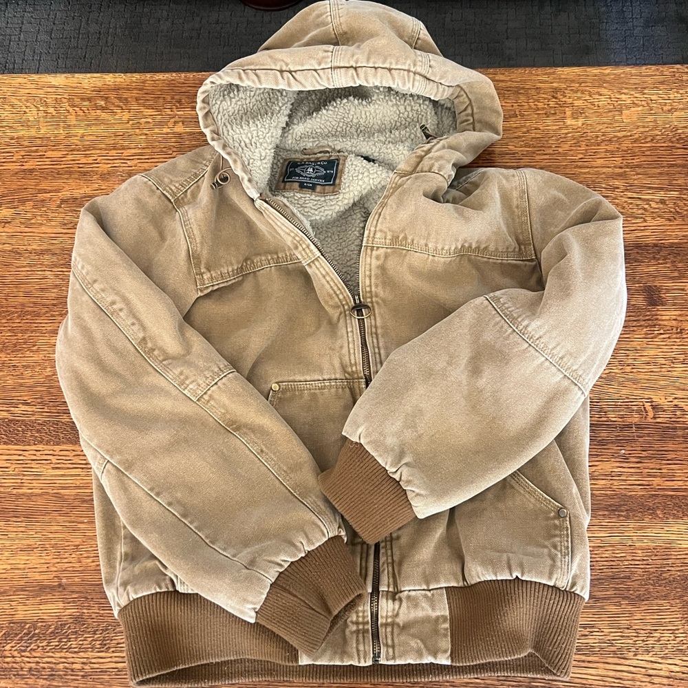 G.H. Bass & Co. Canvas Sherpa Hooded Workwear Bomber Jacket Men’s SZ S Preloved